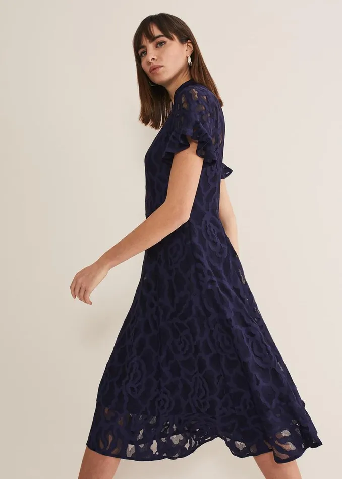 Phase Eight Dresses Lulu Lace Midi Dress Navy 8211 Women