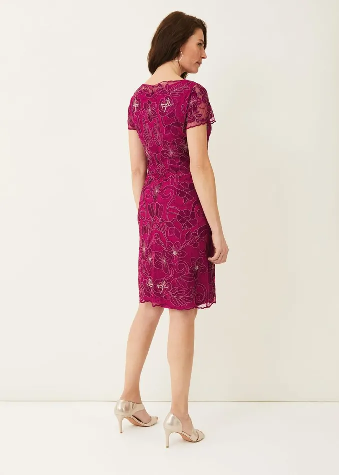 Phase Eight Dresses Nessa Embroidered Dress Fuchsia 8211 Women