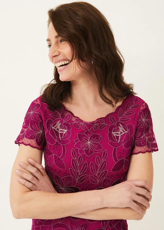 Phase Eight Dresses Nessa Embroidered Dress Fuchsia 8211 Women