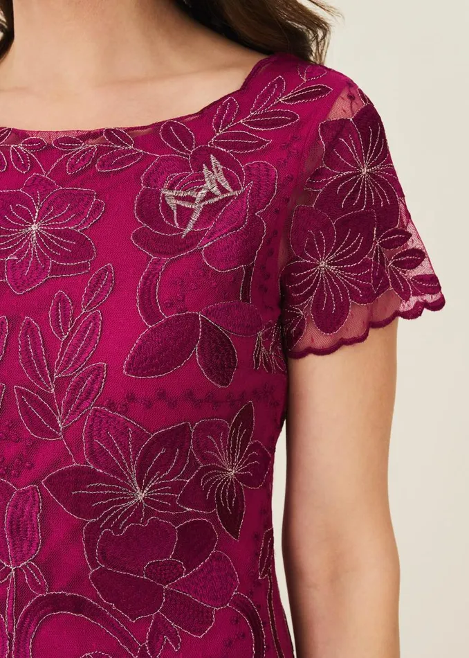 Phase Eight Dresses Nessa Embroidered Dress Fuchsia 8211 Women