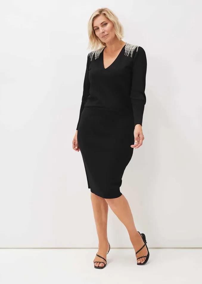 Phase Eight Dresses Nieves Embellished Shoulder Dress Black 8211 Women