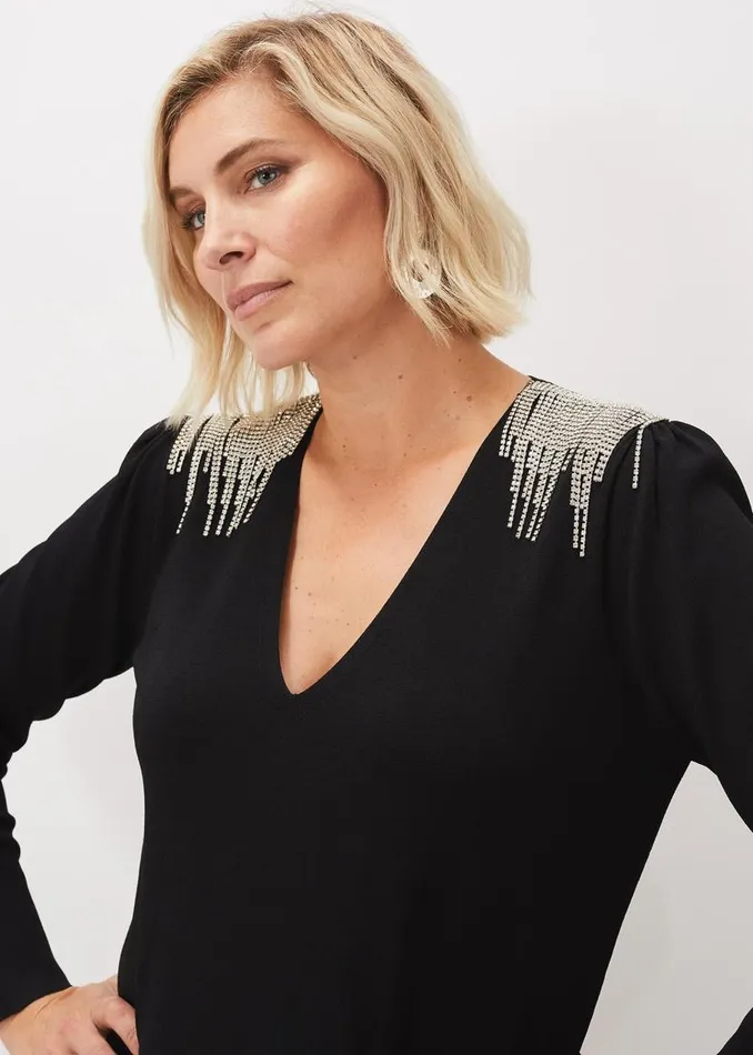 Phase Eight Dresses Nieves Embellished Shoulder Dress Black 8211 Women