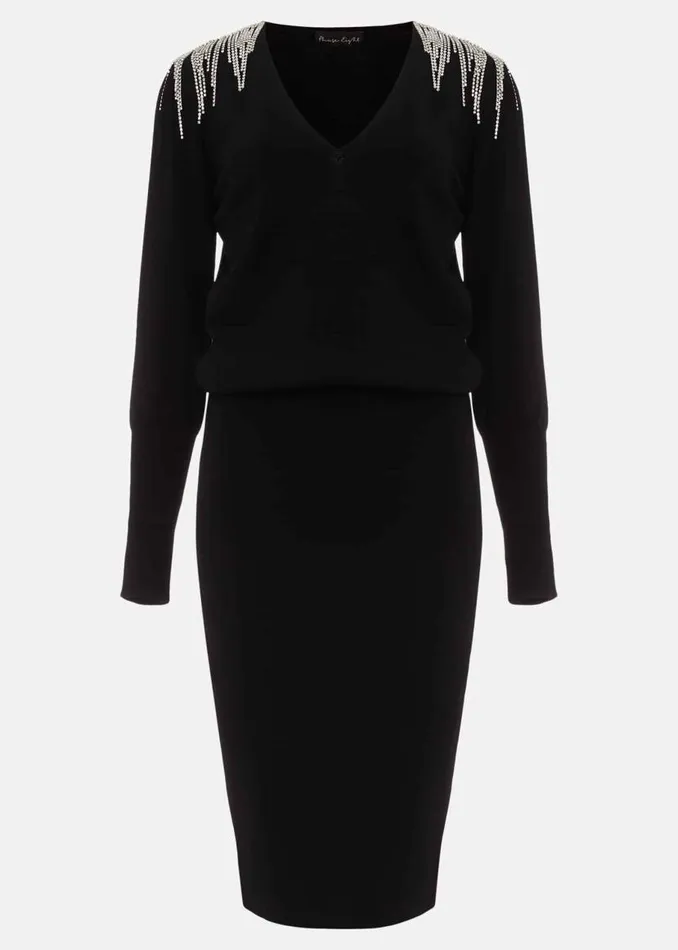 Phase Eight Dresses Nieves Embellished Shoulder Dress Black 8211 Women