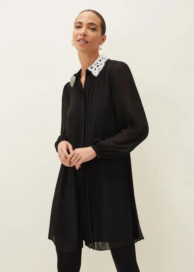Phase Eight Dresses Norah Collar Detail Swing Dress Black 8211 Women