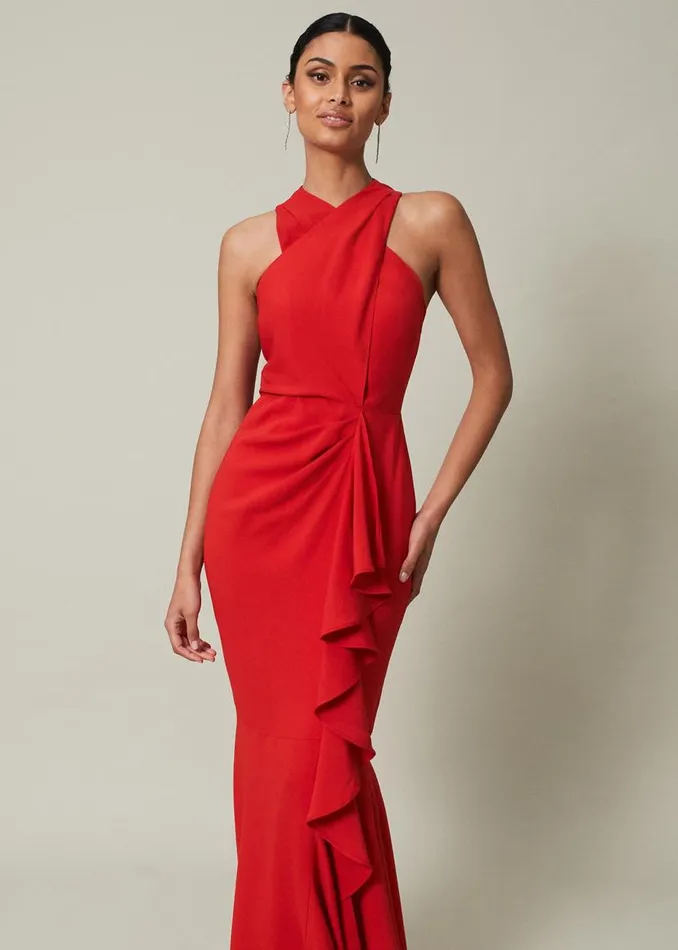 Phase Eight Dresses Pamela Ruffled Maxi Dress Red 8211 Women