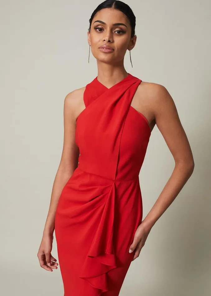 Phase Eight Dresses Pamela Ruffled Maxi Dress Red 8211 Women
