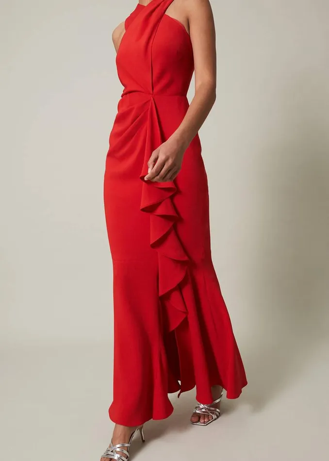 Phase Eight Dresses Pamela Ruffled Maxi Dress Red 8211 Women