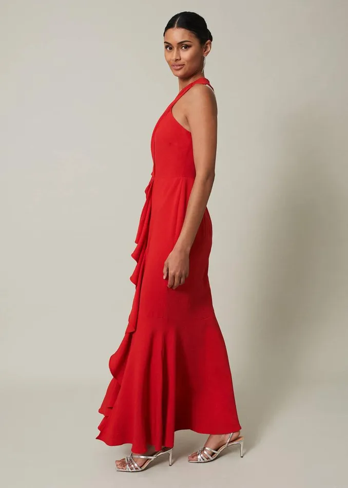 Phase Eight Dresses Pamela Ruffled Maxi Dress Red 8211 Women