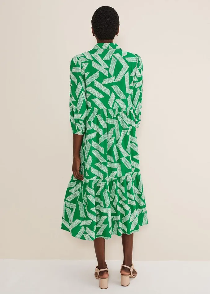 Phase Eight Dresses Penele Abstract Midi Dress Green 8211 Women
