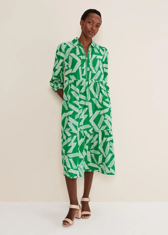 Phase Eight Dresses Penele Abstract Midi Dress Green 8211 Women