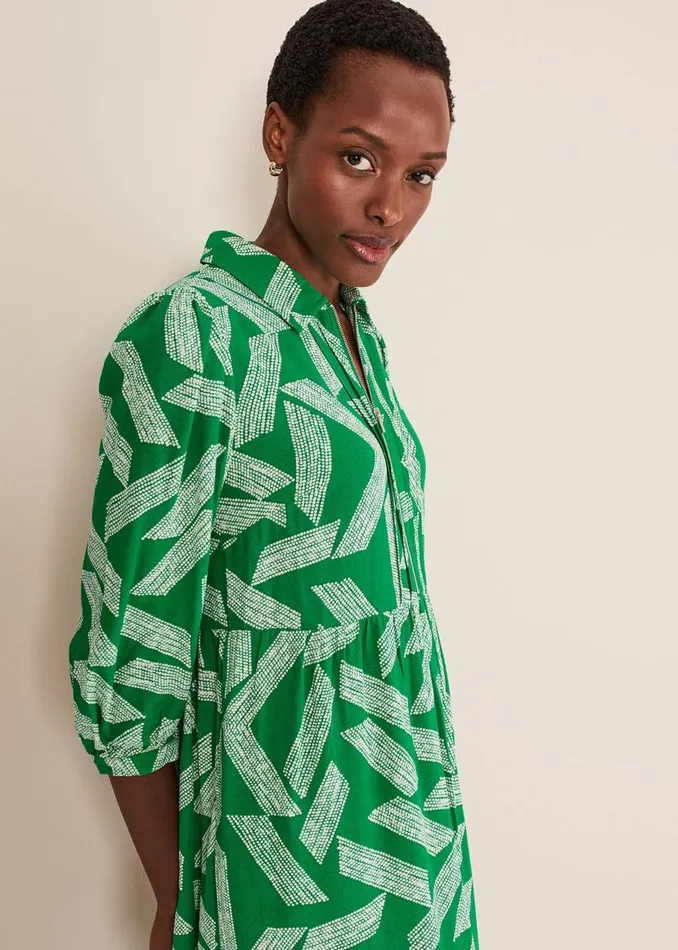 Phase Eight Dresses Penele Abstract Midi Dress Green 8211 Women