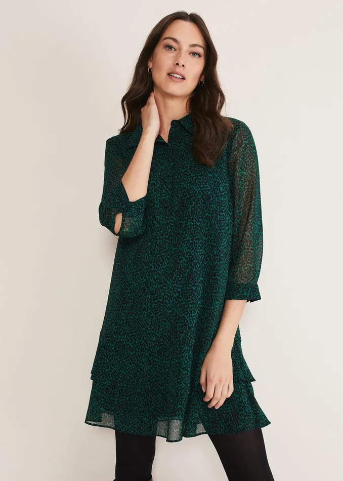 Phase Eight Dresses Penelope Chiffon Dress Greenblack 8211 Women