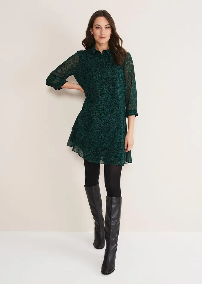 Phase Eight Dresses Penelope Chiffon Dress Greenblack 8211 Women