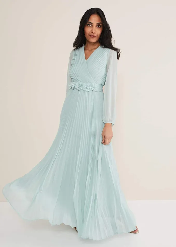 Phase Eight Dresses Petite Alecia Pleated Maxi Dress Peppermint 8211 Women
