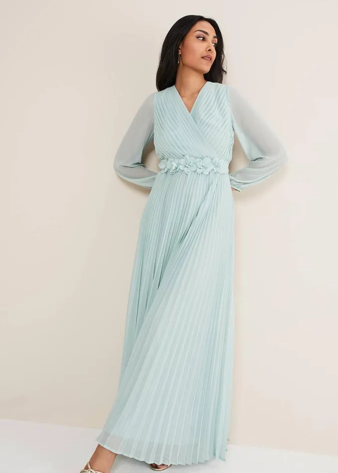 Phase Eight Dresses Petite Alecia Pleated Maxi Dress Peppermint 8211 Women