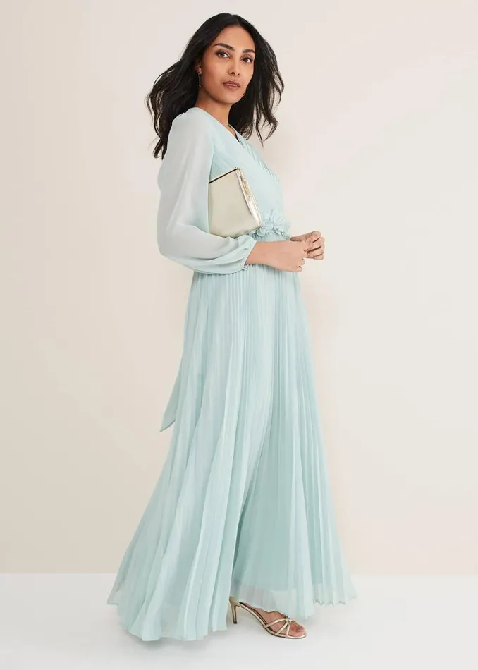 Phase Eight Dresses Petite Alecia Pleated Maxi Dress Peppermint 8211 Women