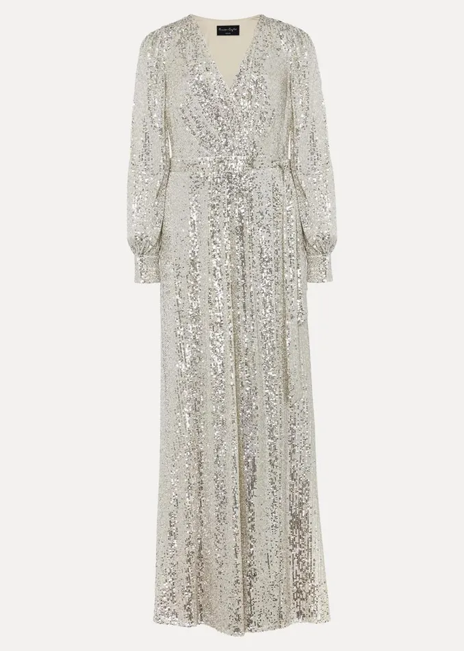 Phase Eight Dresses Petite Amily Sequin Maxi Dress Silver 8211 Women