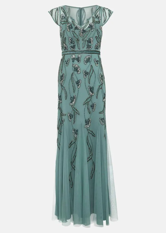 Phase Eight Dresses Petite Evonne Beaded Maxi Dress Light Green 8211 Women
