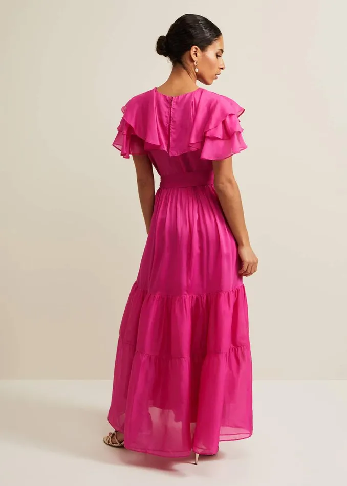 Phase Eight Dresses Petite Mabelle Organza Maxi Dress Fuchsia 8211 Women