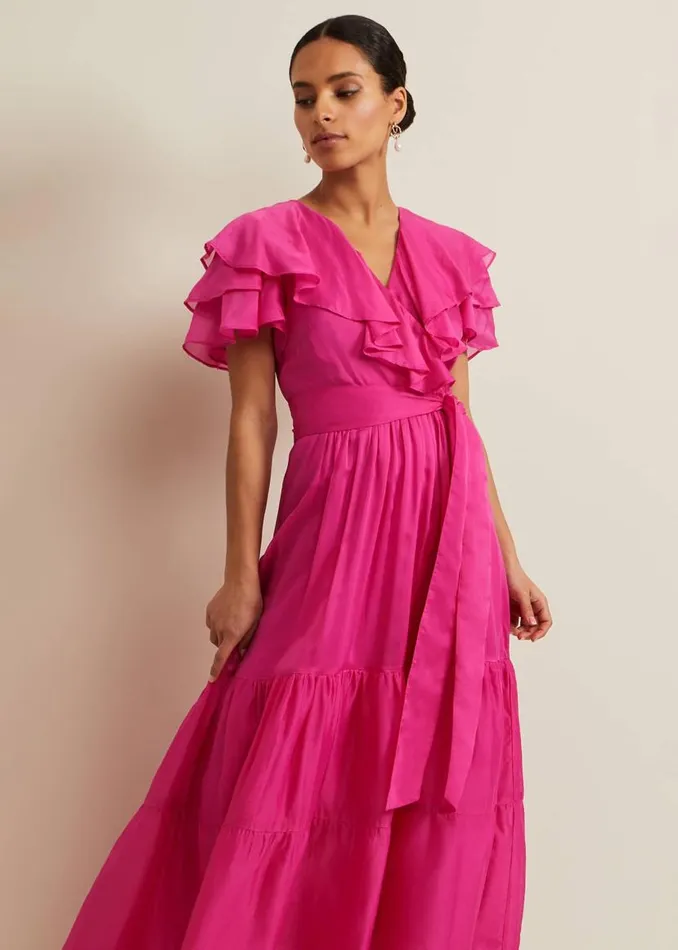 Phase Eight Dresses Petite Mabelle Organza Maxi Dress Fuchsia 8211 Women