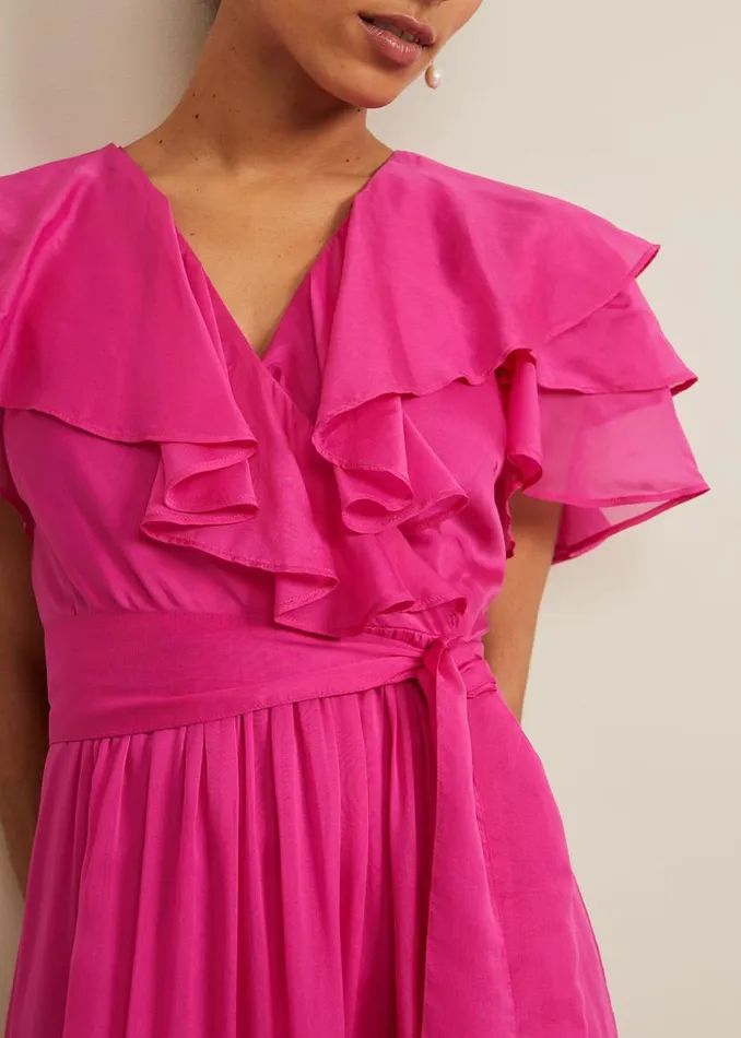 Phase Eight Dresses Petite Mabelle Organza Maxi Dress Fuchsia 8211 Women