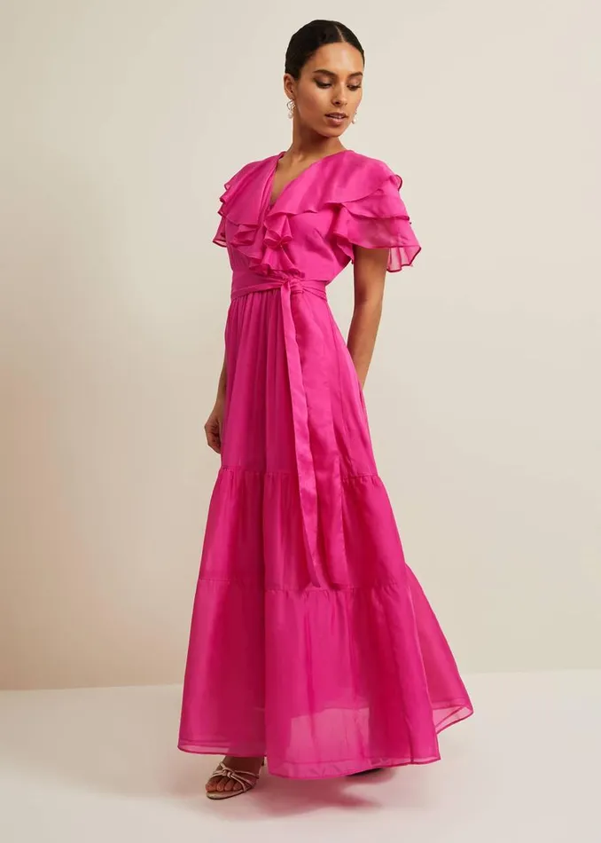 Phase Eight Dresses Petite Mabelle Organza Maxi Dress Fuchsia 8211 Women