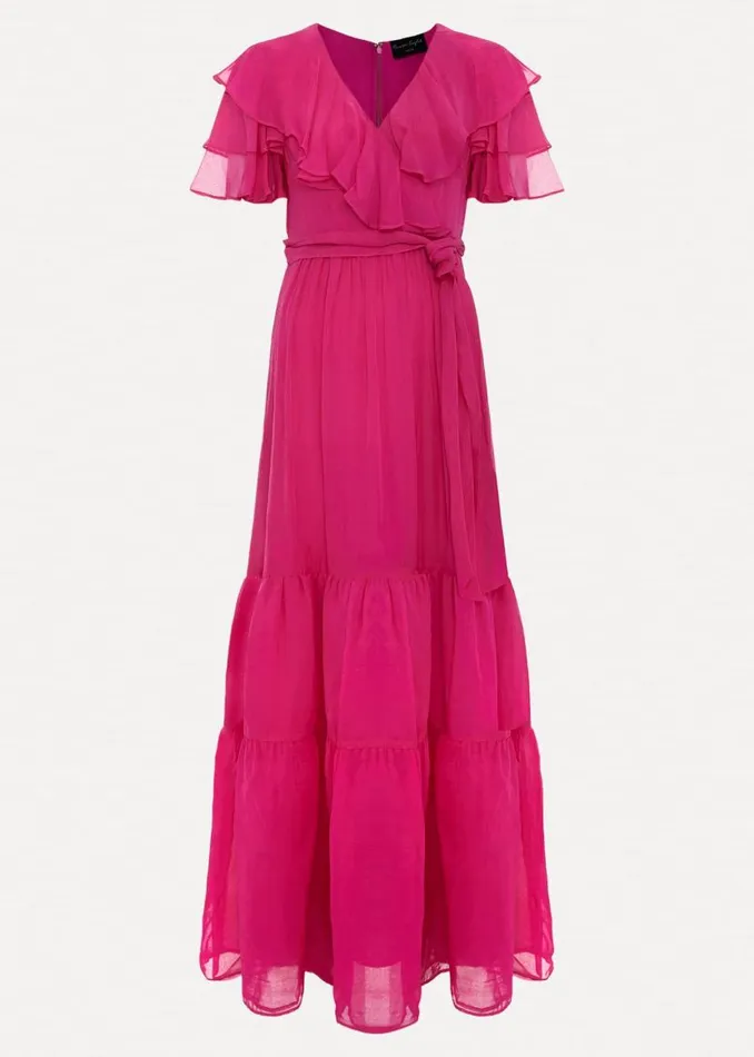 Phase Eight Dresses Petite Mabelle Organza Maxi Dress Fuchsia 8211 Women