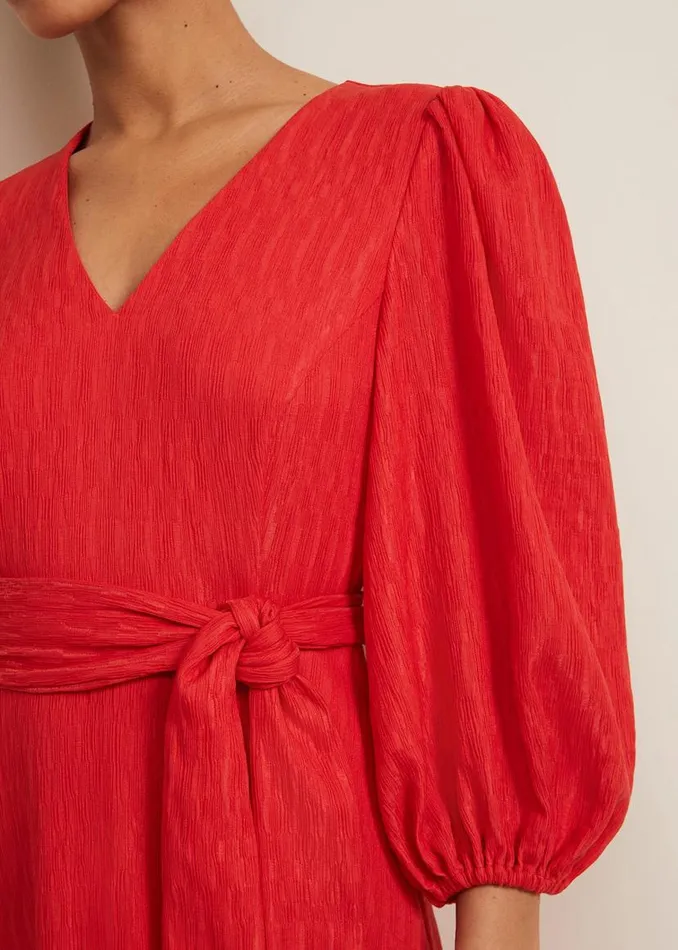 Phase Eight Dresses Petite Marilyn Puff Sleeve Midi Dress Orange 8211 Women