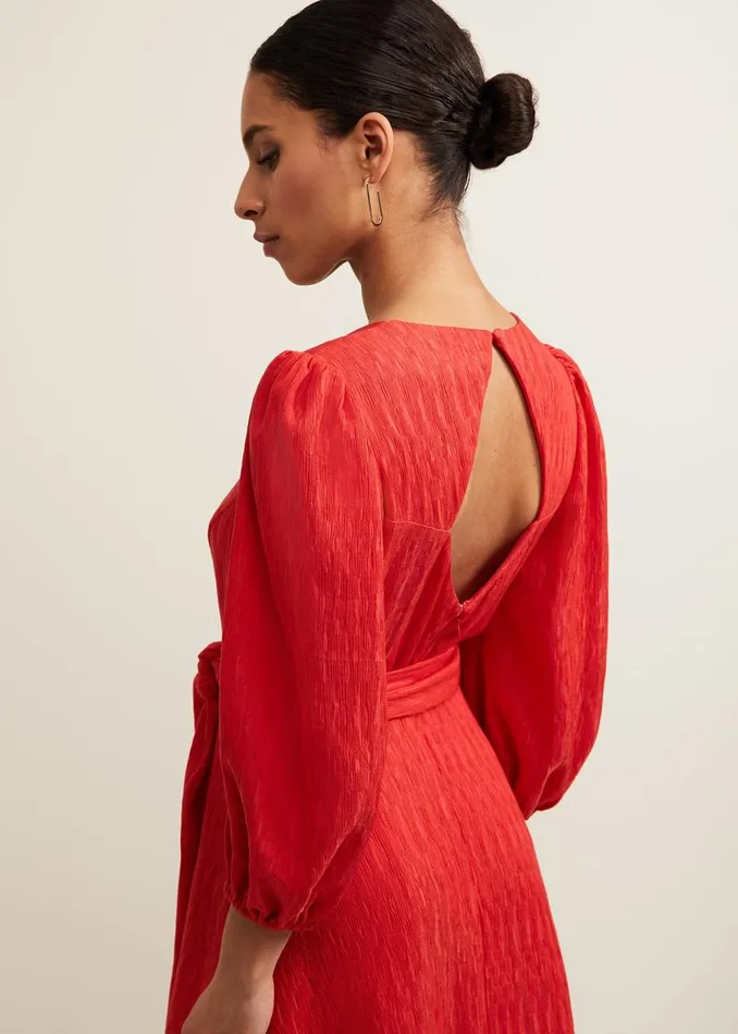 Phase Eight Dresses Petite Marilyn Puff Sleeve Midi Dress Orange 8211 Women