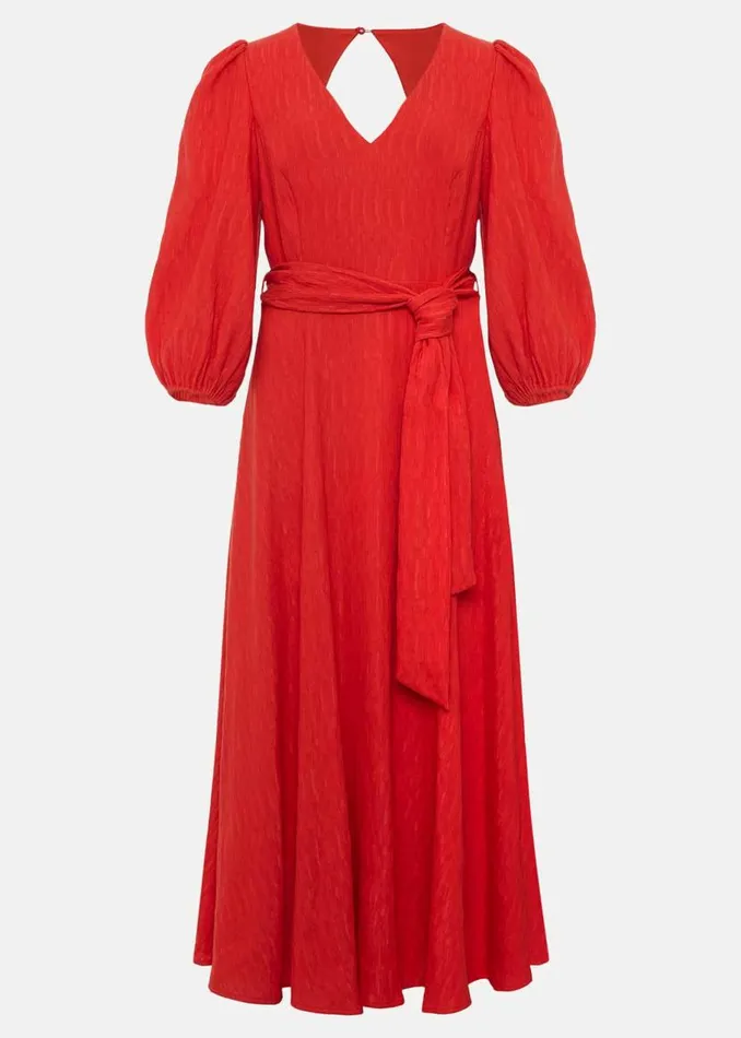 Phase Eight Dresses Petite Marilyn Puff Sleeve Midi Dress Orange 8211 Women