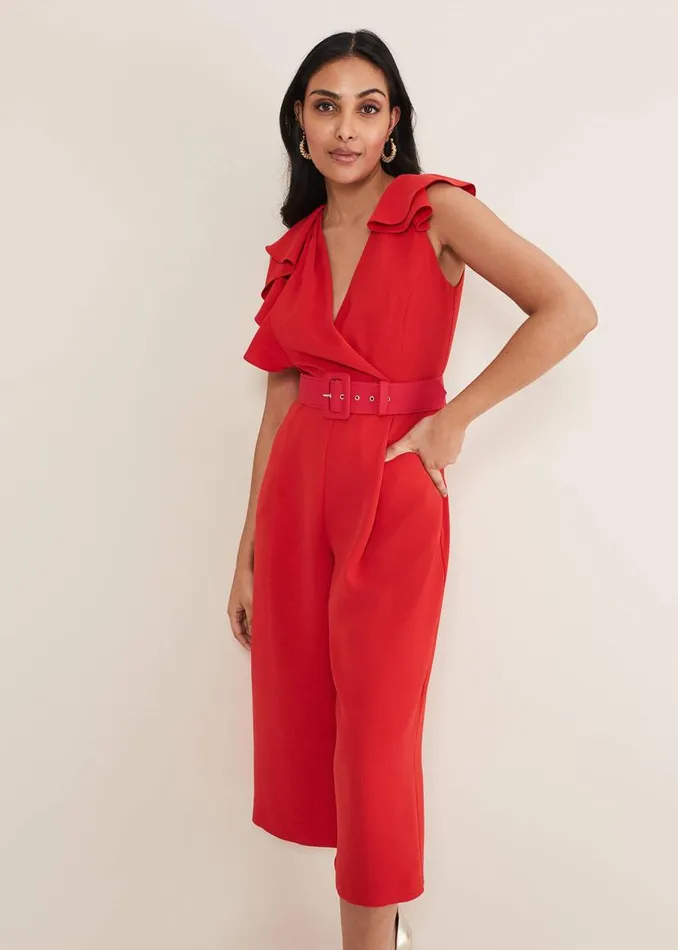Phase Eight Dresses Petite Nicky Ruffle Jumpsuit Fire 8211 Women