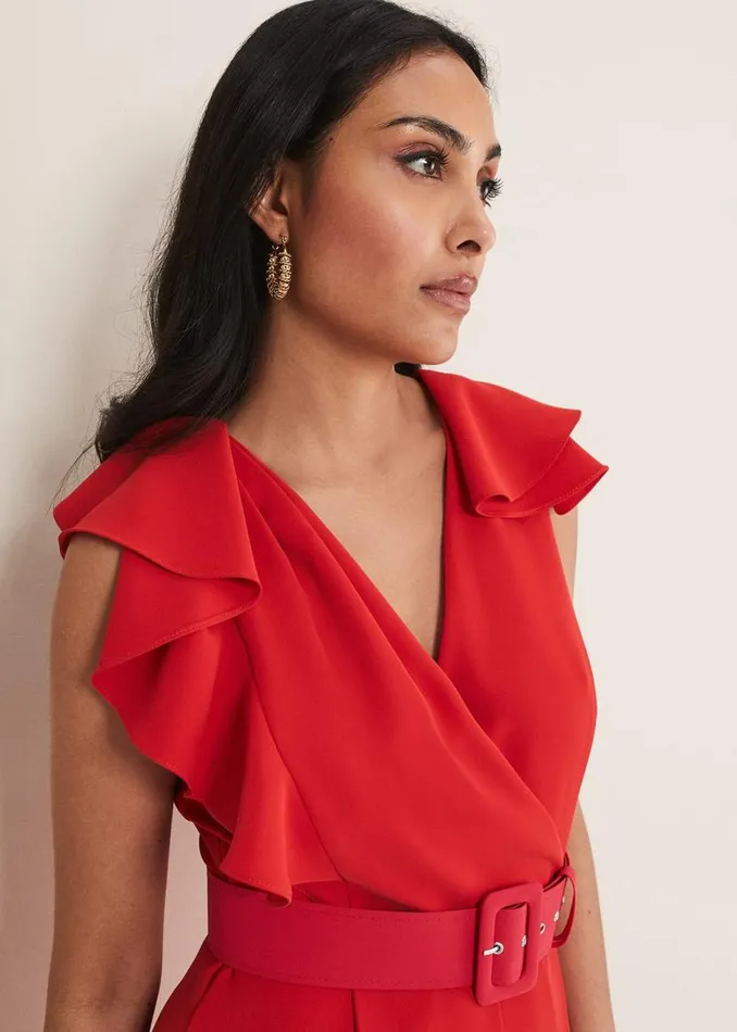 Phase Eight Dresses Petite Nicky Ruffle Jumpsuit Fire 8211 Women
