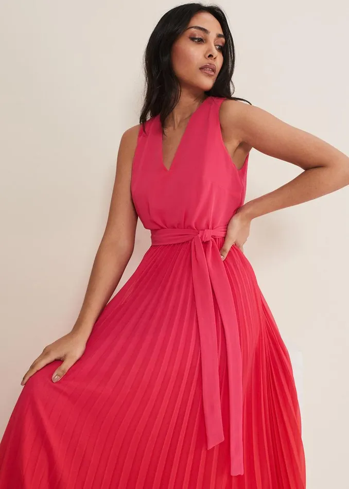 Phase Eight Dresses Petite Piper Ombre Maxi Dress Redpink 8211 Women