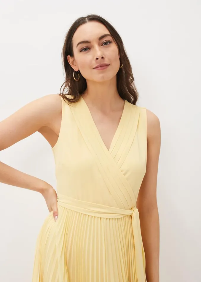 Phase Eight Dresses Petra Pleated Wrap Dress Pale Yellow 8211 Women