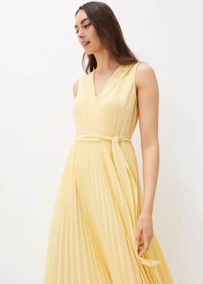 Phase Eight Dresses Petra Pleated Wrap Dress Pale Yellow 8211 Women