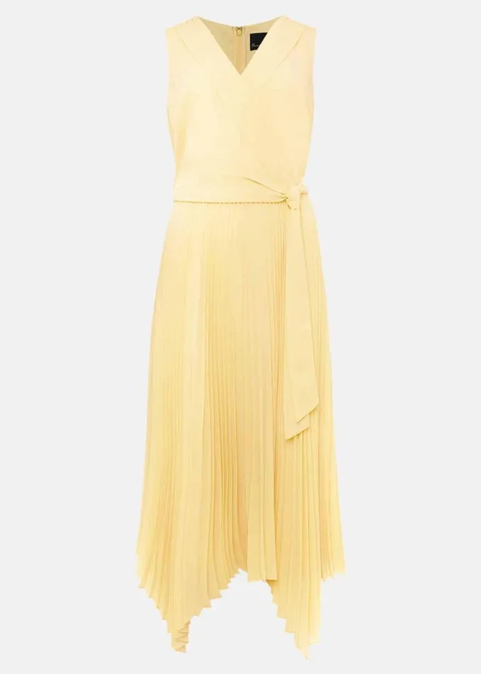 Phase Eight Dresses Petra Pleated Wrap Dress Pale Yellow 8211 Women
