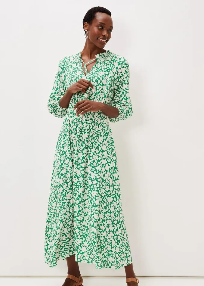 Phase Eight Dresses Phillipa Floral Midaxi Dress Greenivory 8211 Women
