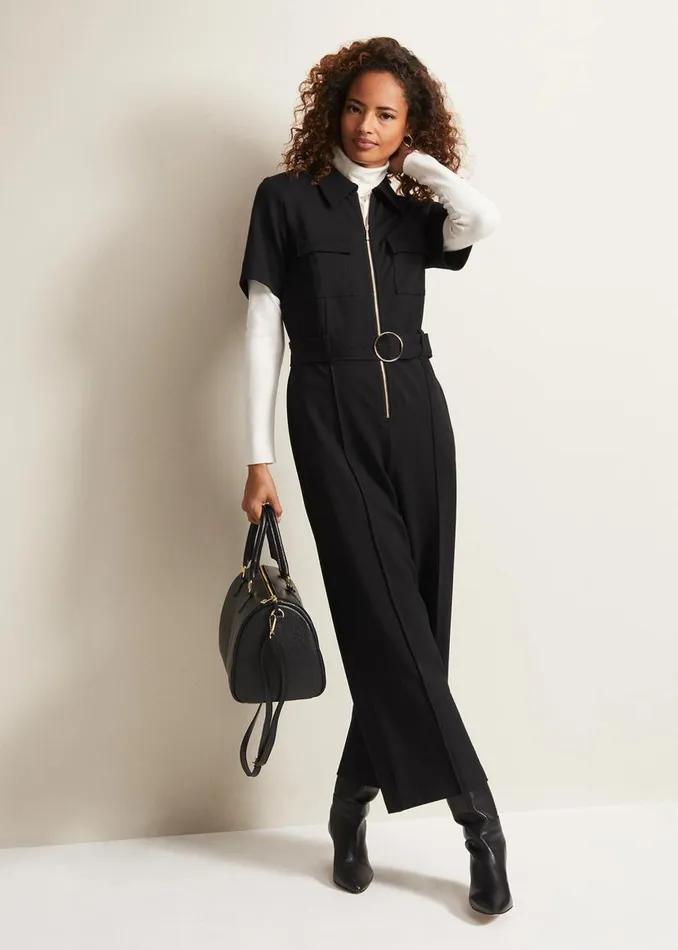 Phase Eight Dresses Polly Black Zip Jumpsuit Black 8211 Women