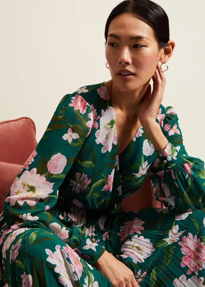 Phase Eight Dresses Rosa Floral Pleat Maxi Dress Multicoloured 8211 Women