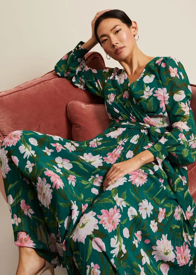 Phase Eight Dresses Rosa Floral Pleat Maxi Dress Multicoloured 8211 Women