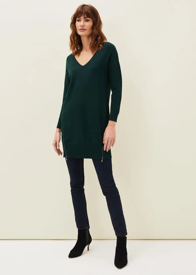 Phase Eight Dresses Skylar Knitted Tunic Dress Forest 8211 Women