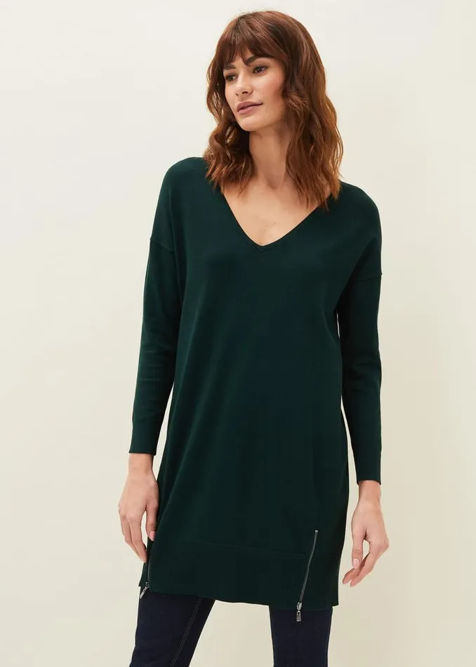 Phase Eight Dresses Skylar Knitted Tunic Dress Forest 8211 Women