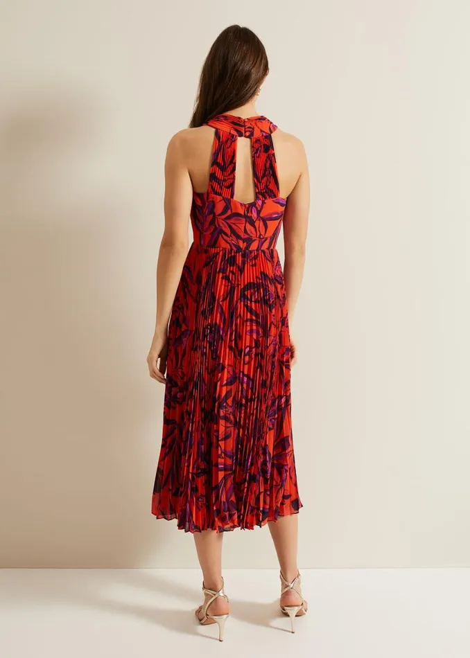Phase Eight Dresses Sorella Pleated Midi Dress Vermillionmulti 8211 Women