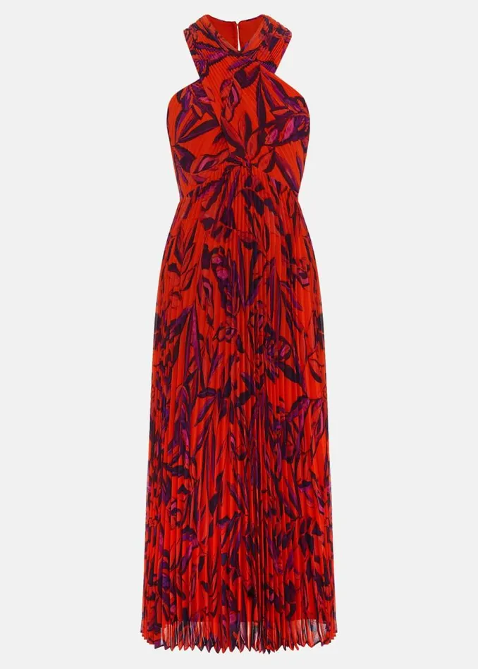 Phase Eight Dresses Sorella Pleated Midi Dress Vermillionmulti 8211 Women