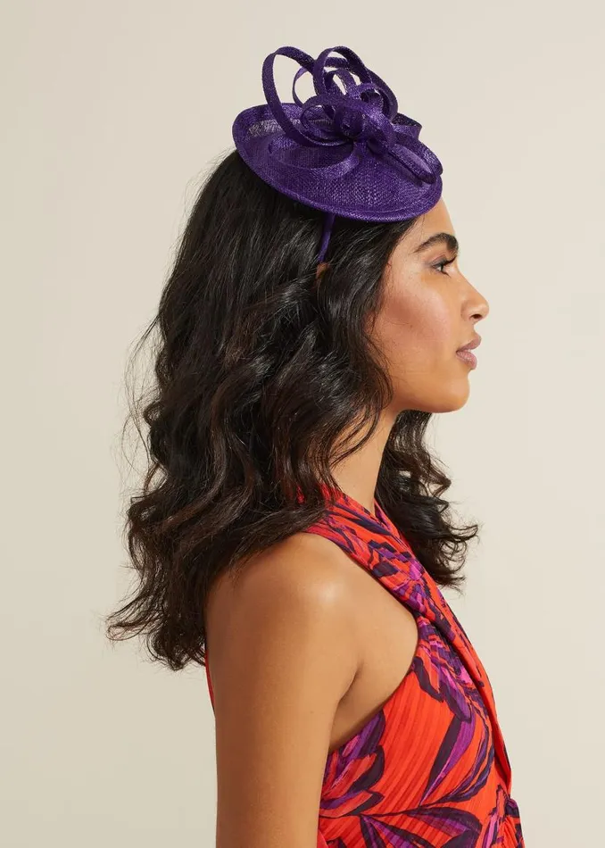 Phase Eight Fascinators and Hats Twist Top Mini Disc Fascinator Purple 8211 Women