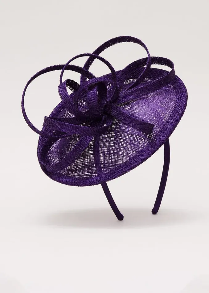 Phase Eight Fascinators and Hats Twist Top Mini Disc Fascinator Purple 8211 Women