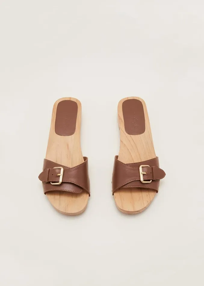 Phase Eight Heels Buckle Front Clog Sandal Tan 8211 Women