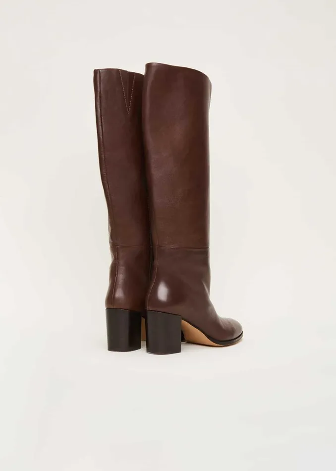Phase Eight Heels Leather Knee High Boots Chocolate 8211 Women