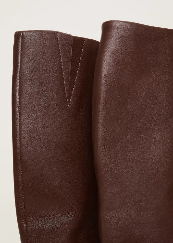 Phase Eight Heels Leather Knee High Boots Chocolate 8211 Women