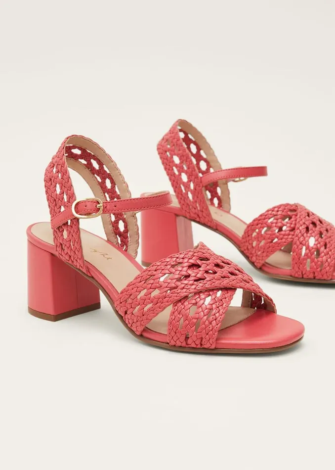 Phase Eight Heels Weave Heeled Sandal Coral 8211 Women